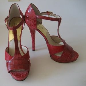 Michael Kors red strappy heels 10